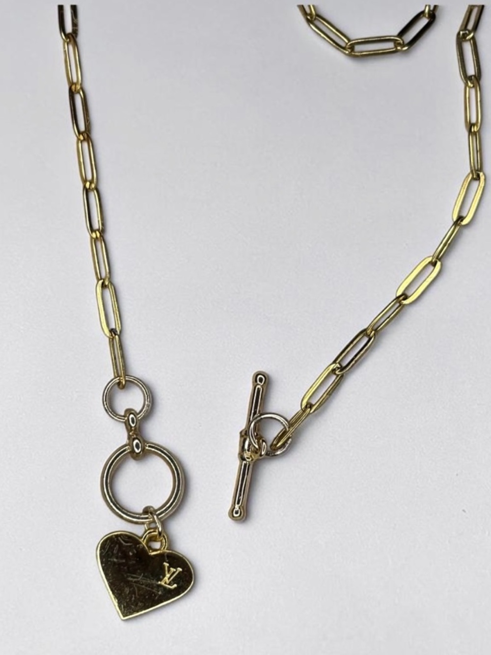 Louis Vuitton Upcycled Double sided LV heart ❤️ charm toggle necklace - Picture 8 of 8